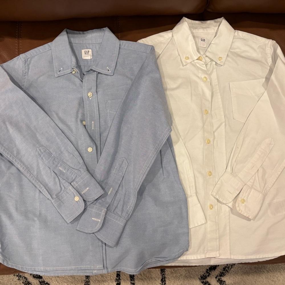 GAP Kid’s Button-Down Oxford Shirt - Light Blue & White